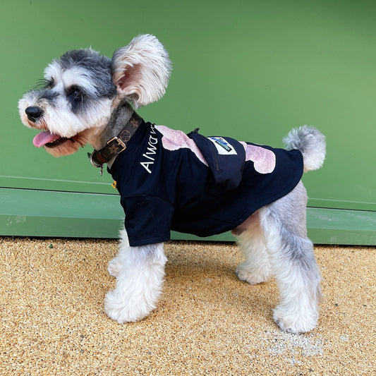 KFX-2362685 Breathable Cotton T-Shirt for Pets - Casual Black and White Design
