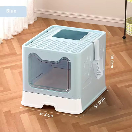 KFX-2365757 Extra-Large Front-Entry Cat Litter Box with Collection Cover and Large Scoop - Easy Clean Plastic Design