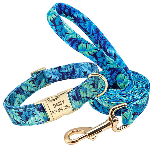 KFX-2368061 Customizable Dog Collar with Golden Alloy Buckle and Cotton Printing - Sizes S, M, L