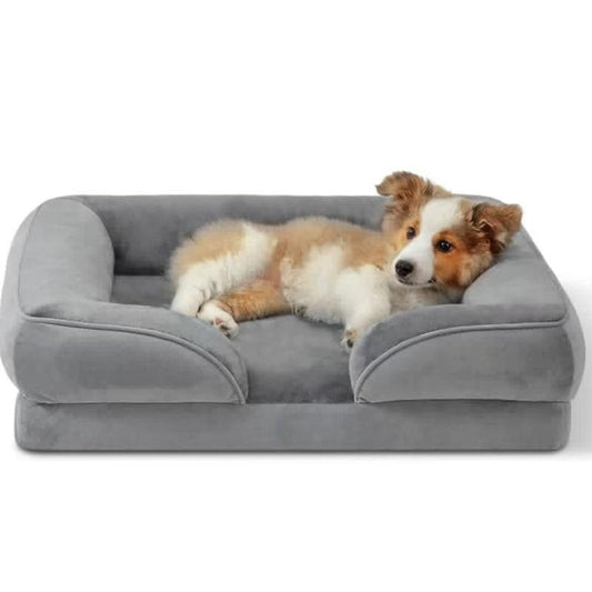 KFX-2381629 Comfortable Detachable Dog Plush Sofa Pet Bed in Gray, Dark Green, Brown, Blue, or Dark Gray - Multiple Sizes Available