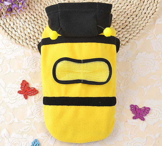 KFX-2385725 Soft Fleece Dog and Cat Clothes with Cute Bee Design - Comfortable Pet Apparel in Various Sizes