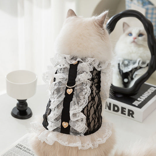 KFX-2387133 Lace Traction Vest for Cats and Kittens - Lightweight Polyester Clothing, Multiple Sizes Available