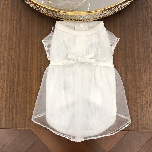 KFX-2387901 Princess Style Korean White Cotton Dog Skirt for XS to L Sizes