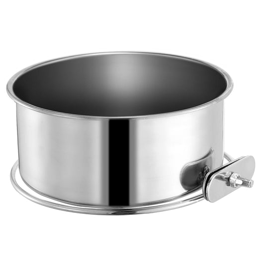 KFX-2408765 Stainless Steel Hanging Dog Bowl with Clamp Holder for Pet Cages - Detachable, Medium Size