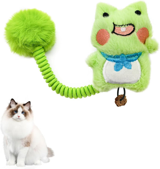 KFX-2421565 Interactive Cat Teething Toys with Silvervine Fruit and Plush Spring Fuzzy Ball for Indoor Kittens
