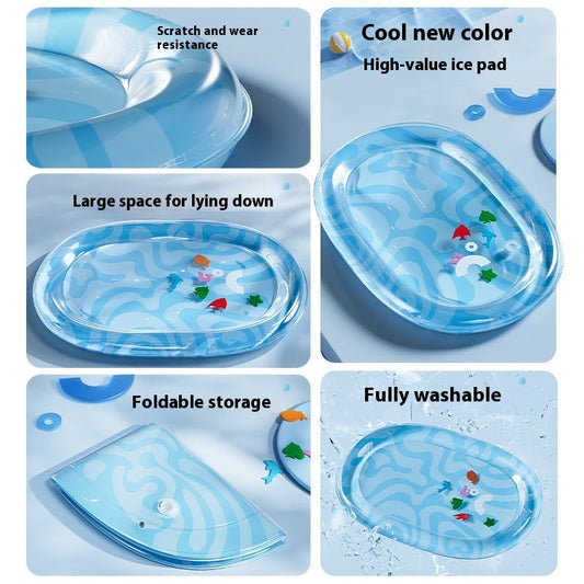 KFX-2443197 Large Inflatable Cat Water Cushion Pet Bed with Ice Pad and Inflator