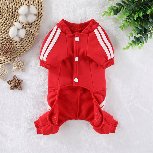 KFX-2445757 Kung Fu Bear Costume for Dogs in Red and Blue - Cozy Fleece Pet Clothing