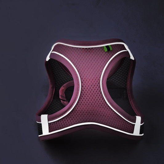 KFX-2446397 Reflective Breathable Pet Dog Vest Harness in Yellow, Pink, Green - Adjustable Leash Included