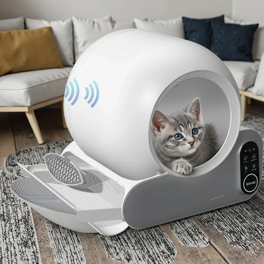 KFX-245267 Smart Self-Cleaning Round Litter Box with APP Control and Deodorizing Features for Cats up to 10kg