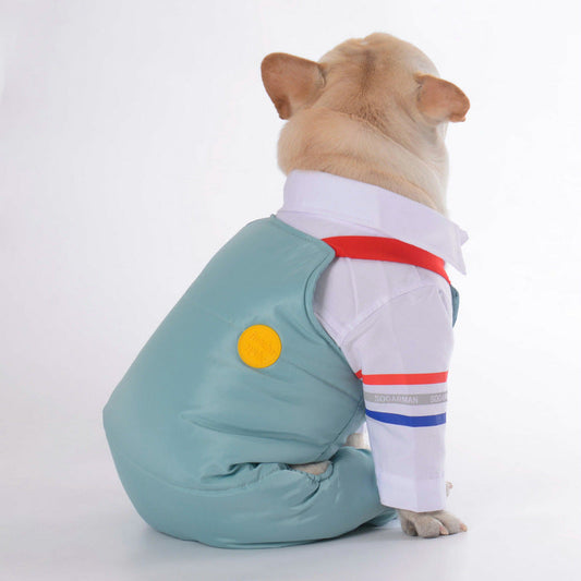 KFX-2459197 Teddy Dog Cotton Strap Pants in Bean Green, Grey, and Blue for All Sizes
