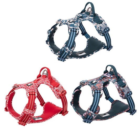 KFX-2467645 Floral Dog Chest Strap with Reflective Nylon and Aluminum Buckle