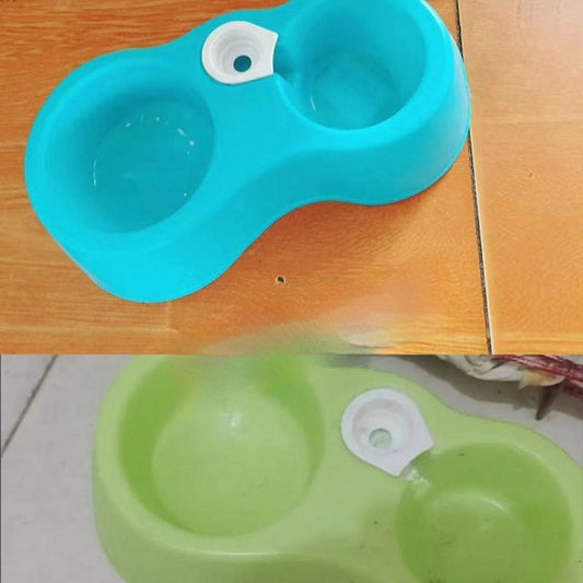 KFX-2474301 Double Bowl Automatic Ceramic Dog Water Bowl with Stainless Steel Cat Dish