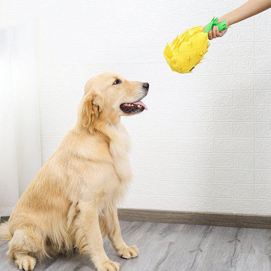 KFX-2474941 Pineapple-Shaped Sniffing Toy for Pets in Yellow, Made of Polar Fleece, 13x30 CM