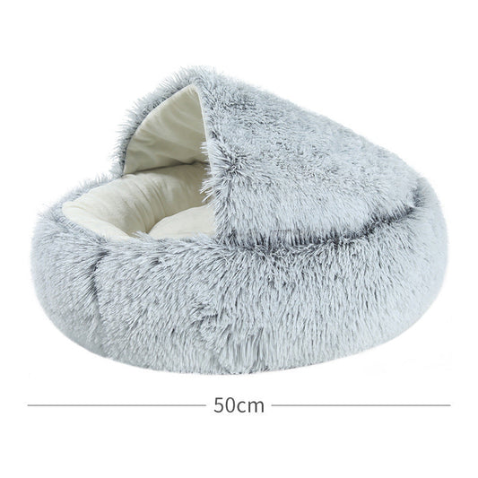 KFX-2489661 Cozy Crystal Velvet Half-Pack Cat Nest with Plush Interior and Oxford Base
