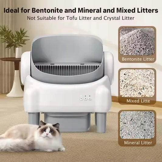 KFX-251027 Open-Top Automatic Self-Cleaning Cat Litter Box with Odor Control and APP Control, Large Capacity, Eco-Friendly Design