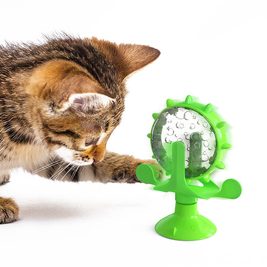KFX-2516413 Pet Cat Toy Money-Making Slow Food Dispenser Wheel - Blue Green Yellow