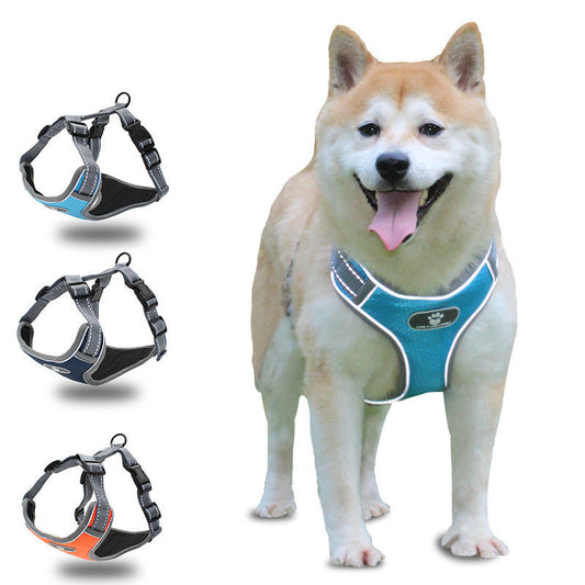 KFX-2533181 Reflective Vest-Style Chest Strap for Medium to Large Dogs - Durable Oxford Cloth with Neoprene and Mesh