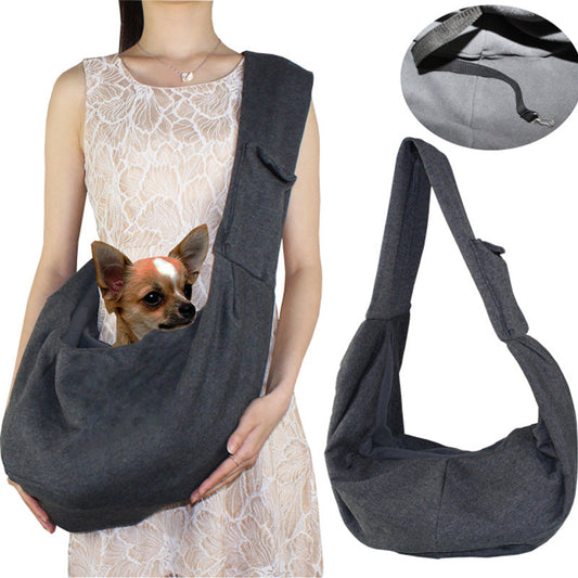 KFX-2541885 Breathable Portable Dog Backpack with Diagonal Span Design, Soft Hoodie Cloth, Blue and Gray