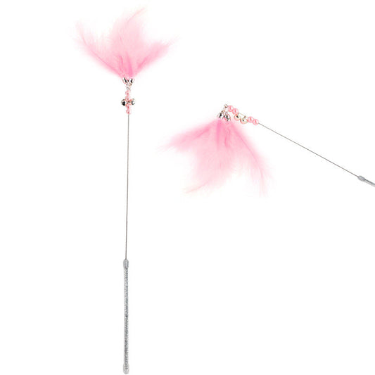KFX-2546237 Interactive Feather Cat Teaser with Bell - Colorful Cat Toy for Playful Kittens