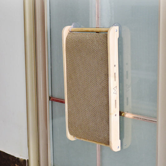 KFX-2551357 Solid Wood Vertical Cat Scratcher with Corrugated Paper Claw Grinder
