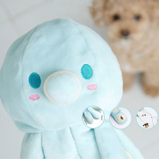 KFX-2551997 Cute Blue Octopus Dog Toy with Tibetan Food Sound Paper, 23x11cm