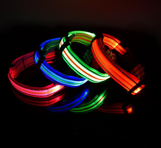KFX-2580157 Waterproof Fiber Optic Magnetic Charging Pet Collar with Reflective Safety Modes