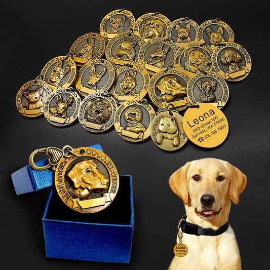 KFX-2580797 Custom Engraved Metal Dog ID Tag with Anti-Lost Features, Fits 18 Breeds