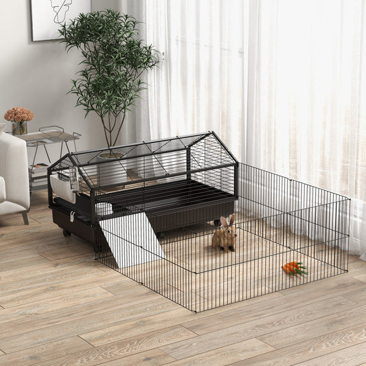 KFX-2581821 Large Rolling Playpen Cage for Small Animals with Water Bottle - 46.5"