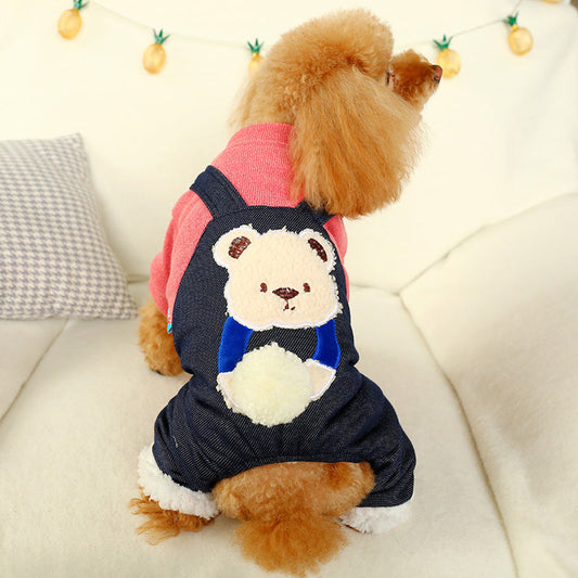 KFX-2582589 Hug Bear Cotton Padded Coat for Pets - Warm and Cozy Four-Legged Apparel in Pink and Milk Tea