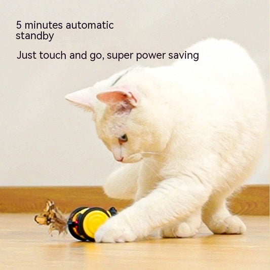 KFX-2594493 Interactive Electric Cat Toy - Yellow & Pink Little Bee Design, Durable Plastic