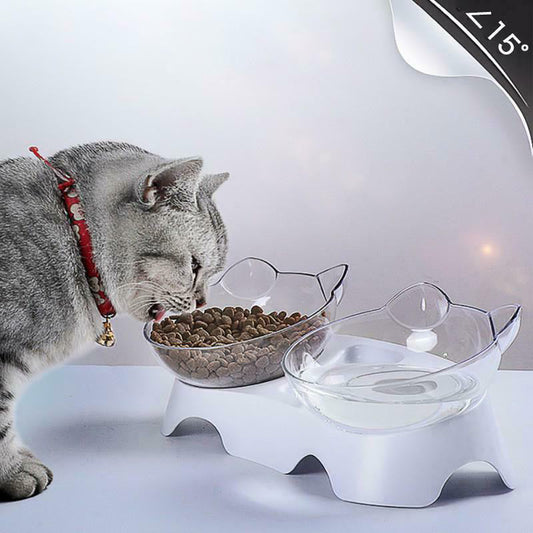 KFX-2599613 Elevated Non-Toxic Cat Feeding Bowl with Tilted Design and Non-Slip Base