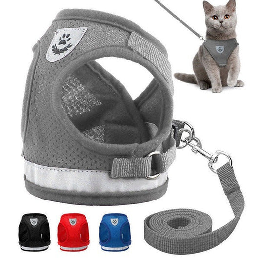 KFX-2606653 Breathable Mesh Pet Leash with Reflective Design and Adjustable Sizing for Small to Medium Dogs
