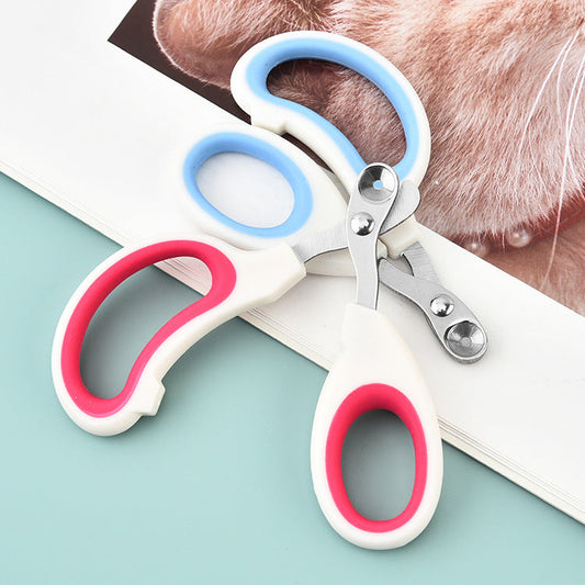 KFX-2608957 Pet Nail Scissors with Round Hole Limit and Bloodline Resistance in Rose White and White Blue