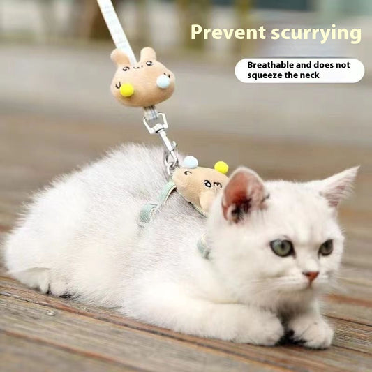 KFX-2610749 I-shaped Pet Chest and Back Harness with Hand Holding Rope for Cats - Available in Multiple Colors