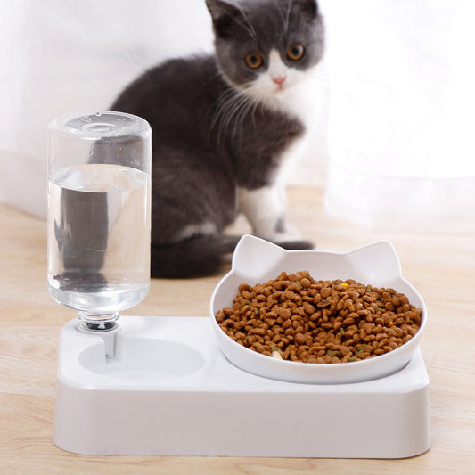KFX-2611133 Automatic Double Bowl Pet Water and Food Dispenser with Adjustable Design