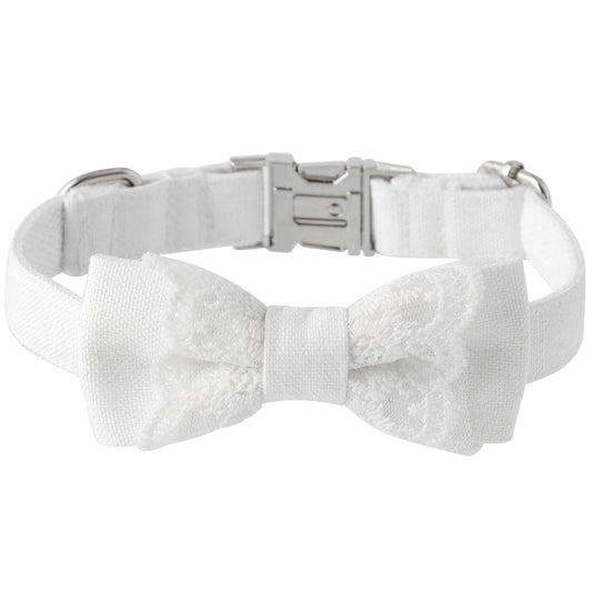 KFX-2612925 Monochrome White Pet Bow Tie Collar for Dogs - Adjustable Sizes Available