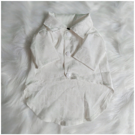 KFX-2613309 Casual Polyester Shirt for Pets in White, Gray, and Pink - Sizes S to XXL