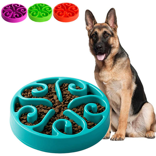 KFX-2629693 Non-Slip Pet Dog Slow Feeder Bowl - Eco-Friendly Anti-Gulping Design for All Dog Sizes