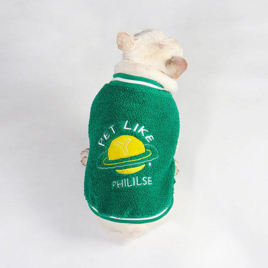 KFX-2630589 Winter Fleece Cotton Dog Coat in Green – Adjustable Sizes L to 4XL