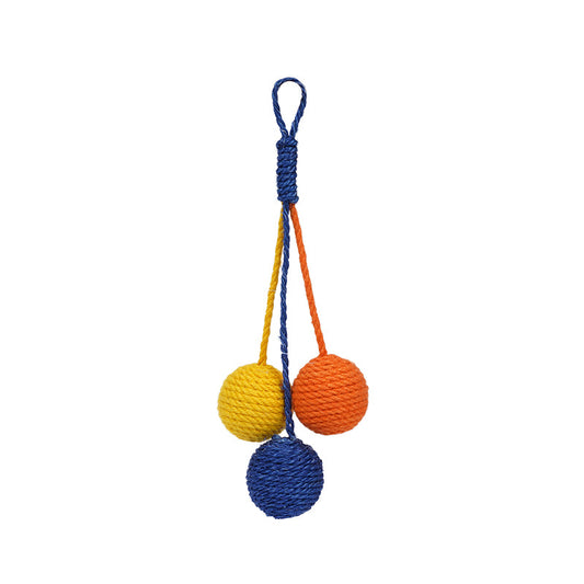 KFX-2630845 Colorful Catnip Ball on a Durable Hemp Rope - Fun Cat Toy for Biting and Playing