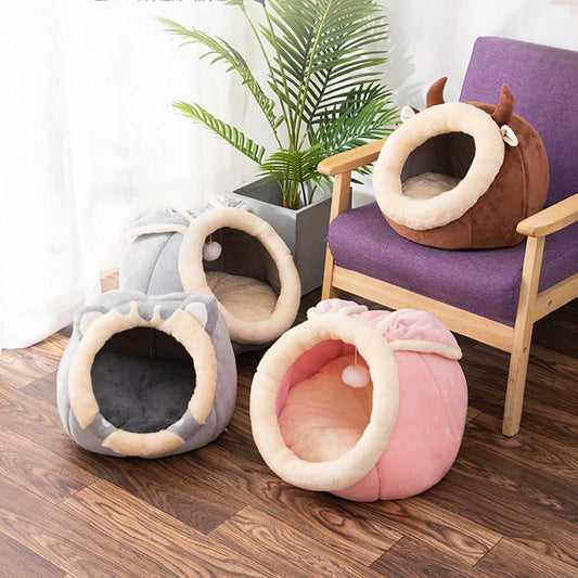 KFX-2647741 Cozy Semi-Enclosed Cat Nest for All Seasons in Various Colors and Sizes