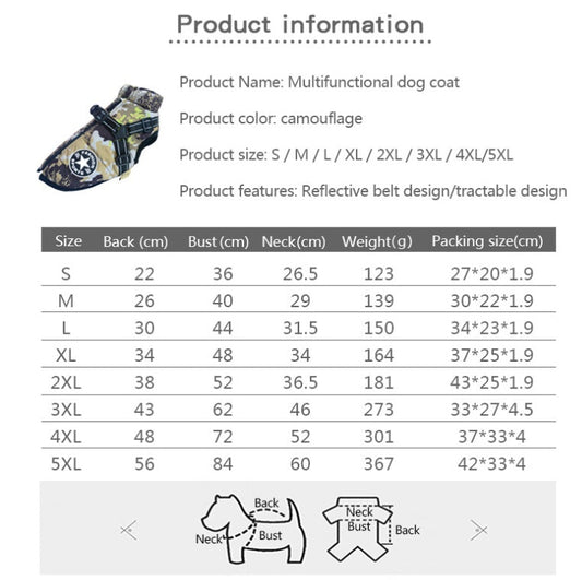 KFX-2648125 Waterproof Reflective Forest Green Cotton-Padded Jacket for Large Dogs