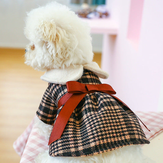 KFX-2665533 Tartan-Inspired Warm Princess Dog Skirt for Casual Wear