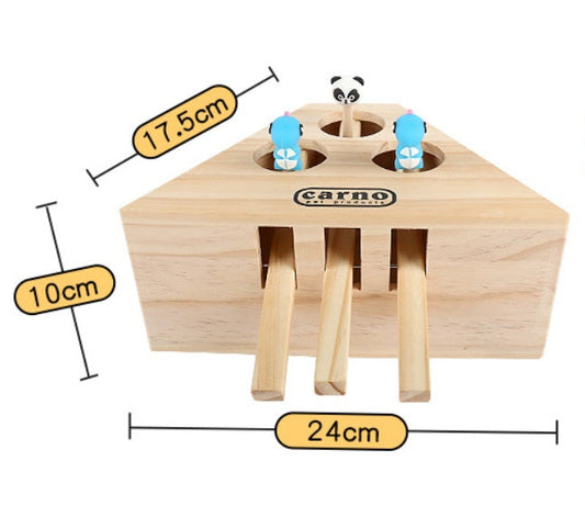 KFX-2677309 Interactive Solid Wood Cat Toy for Kittens and Hamsters with Multiple Holes