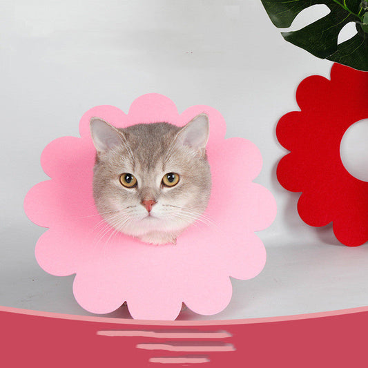 KFX-2684221 Felt Cloth Cat Licking and Biting Sunflower Elizabethan Collar for Dogs - XS to XL Sizes Available