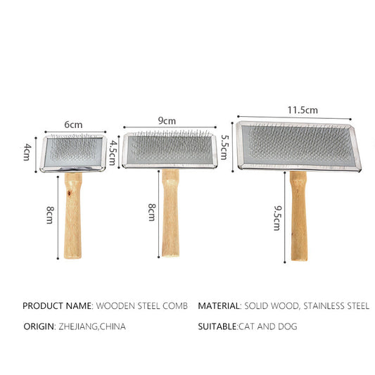 KFX-2693565 Wooden and Stainless Steel Comb for Dog and Cat Grooming
