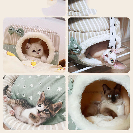 KFX-2694205 Universal Cat House for Autumn and Winter - Cozy Enclosed Kennel for Cats, Two-in-One Design, Multiple Sizes Available