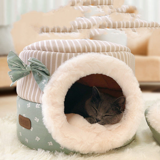 KFX-2694205 Universal Cat House for Autumn and Winter - Cozy Enclosed Kennel for Cats, Two-in-One Design, Multiple Sizes Available