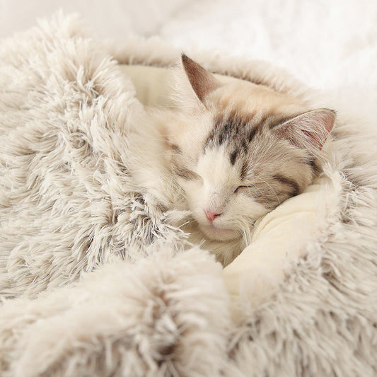 KFX-2703549 Cozy Plush Shell Nest for Cats and Dogs - Warm PP Cotton, 50cm Diameter