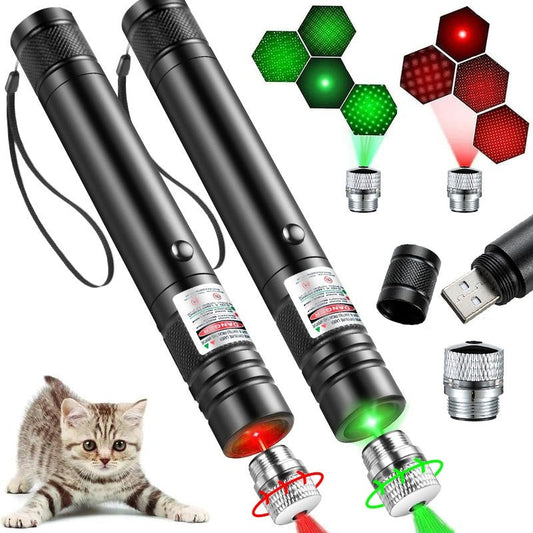KFX-2710077 Rechargeable Infrared Laser Pointer with Four-Pattern Starry-Sky Head for Cats